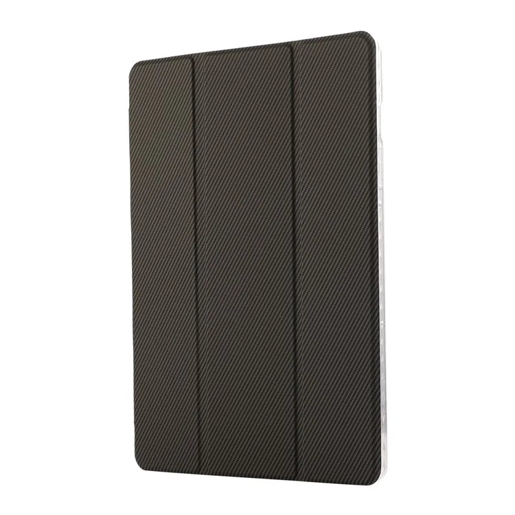 For Samsung Galaxy Tab S9 / S9 FE Case Tri-Fold Stand Smart Auto / Wake Leather Tablet Cover Carbon Fiber Texture