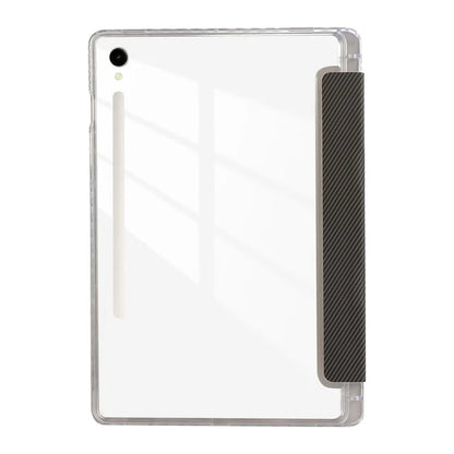 For Samsung Galaxy Tab S9 / S9 FE Case Tri-Fold Stand Smart Auto / Wake Leather Tablet Cover Carbon Fiber Texture