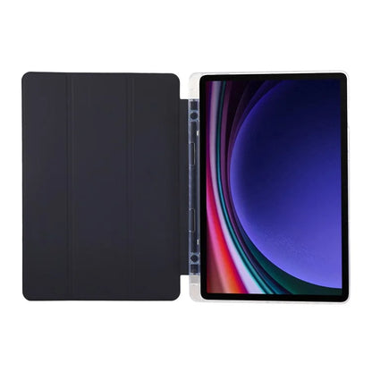 For Samsung Galaxy Tab S9 / S9 FE Case Tri-Fold Stand Smart Auto / Wake Leather Tablet Cover Carbon Fiber Texture