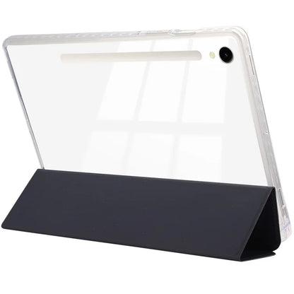 For Samsung Galaxy Tab S9 / S9 FE Case Tri-Fold Stand Smart Auto / Wake Leather Tablet Cover Carbon Fiber Texture