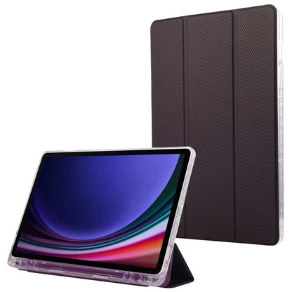 For Samsung Galaxy Tab S9 / S9 FE Case Tri-Fold Stand Smart Auto / Wake Leather Tablet Cover Carbon Fiber Texture