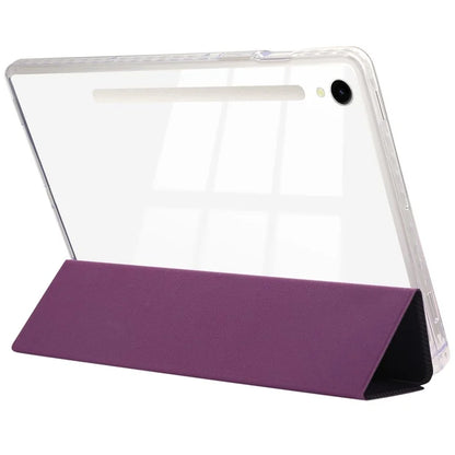 For Samsung Galaxy Tab S9 / S9 FE Case Tri-Fold Stand Smart Auto / Wake Leather Tablet Cover Carbon Fiber Texture