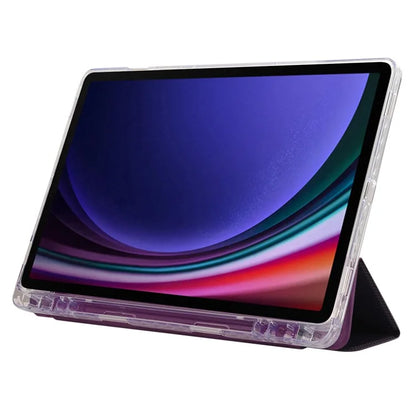 For Samsung Galaxy Tab S9 / S9 FE Case Tri-Fold Stand Smart Auto / Wake Leather Tablet Cover Carbon Fiber Texture