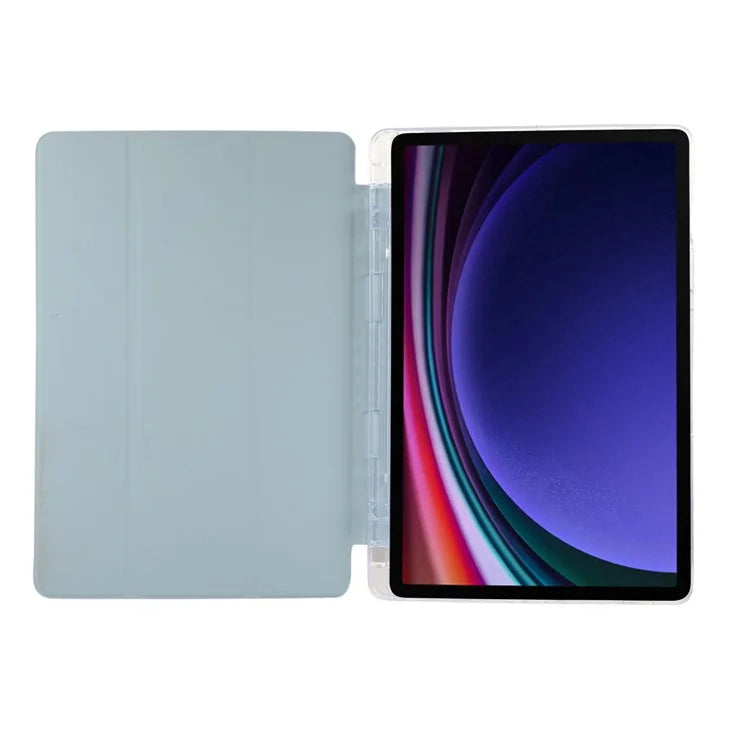 For Samsung Galaxy Tab S9 / S9 FE Case Tri-Fold Stand Smart Auto / Wake Leather Tablet Cover Carbon Fiber Texture
