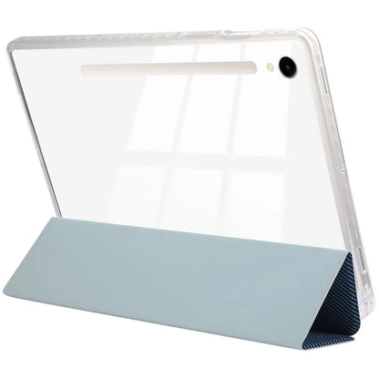 For Samsung Galaxy Tab S9 / S9 FE Case Tri-Fold Stand Smart Auto / Wake Leather Tablet Cover Carbon Fiber Texture