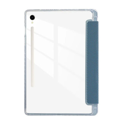 For Samsung Galaxy Tab S9 / S9 FE Case Tri-Fold Stand Smart Auto / Wake Leather Tablet Cover Carbon Fiber Texture
