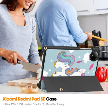 For Xiaomi Redmi Pad SE Stand Case Pattern Print Leather Tablet Cover