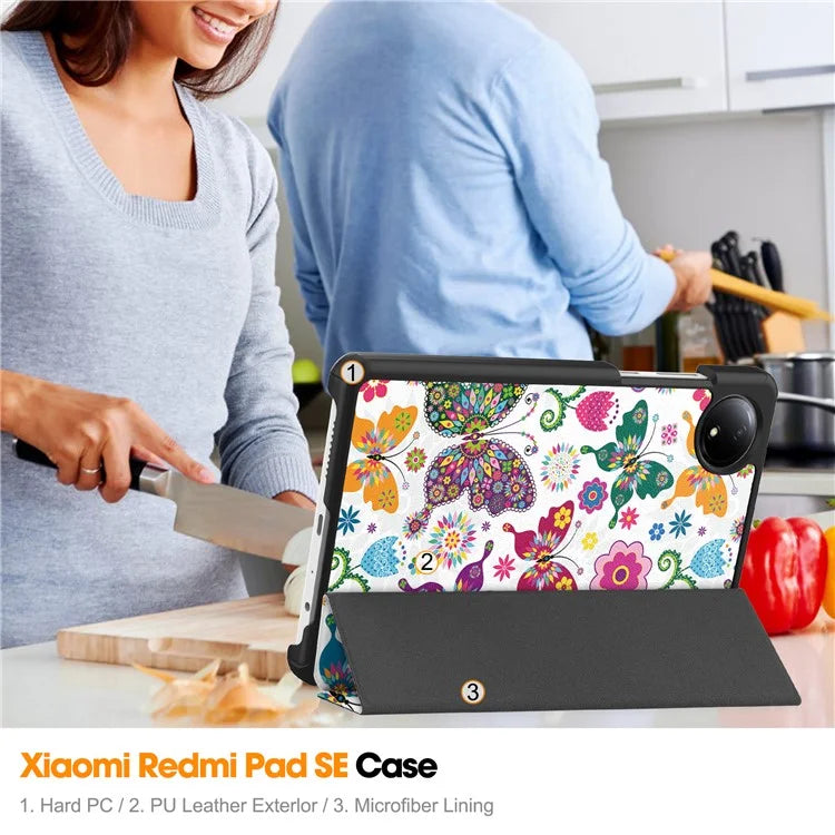 For Xiaomi Redmi Pad SE Stand Case Pattern Print Leather Tablet Cover