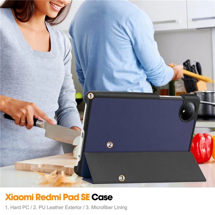 For Xiaomi Redmi Pad SE Case Anti-Scratch Leather Stand Tablet Cover