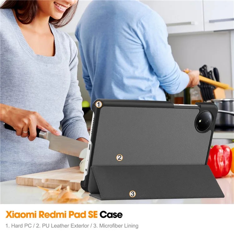 For Xiaomi Redmi Pad SE Case Anti-Scratch Leather Stand Tablet Cover
