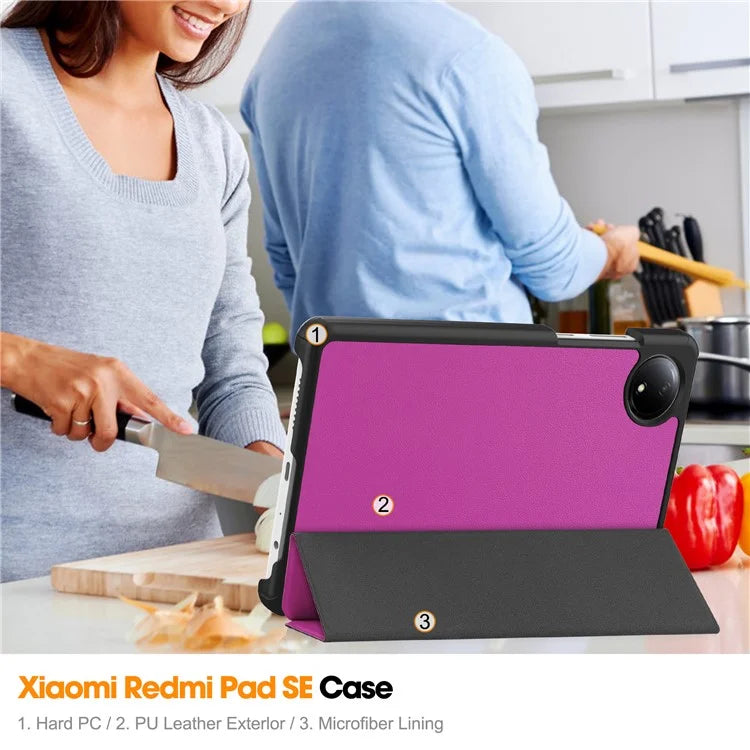 For Xiaomi Redmi Pad SE Case Anti-Scratch Leather Stand Tablet Cover