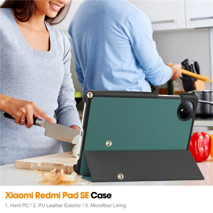 For Xiaomi Redmi Pad SE Case Anti-Scratch Leather Stand Tablet Cover