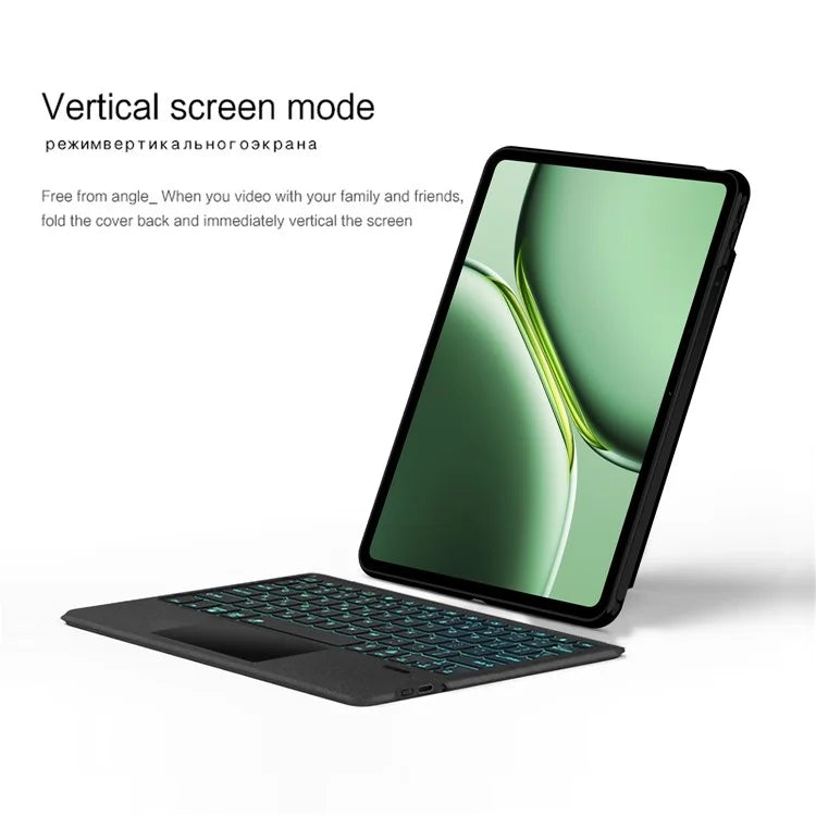 For OnePlus Pad Go Leather Case + Bluetooth Keyboard with Backlight Trackpad