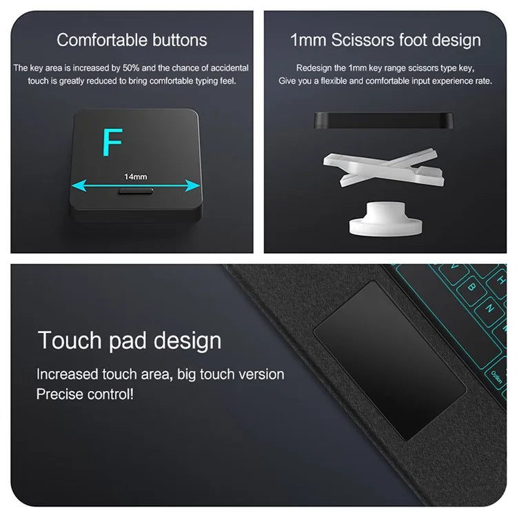 For OnePlus Pad Go Leather Case + Bluetooth Keyboard with Backlight Trackpad