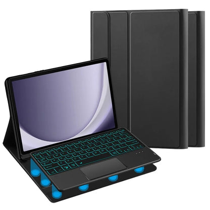 For Samsung Galaxy Tab A9+ Backlight Touchpad Bluetooth Keyboard with Pen Slot Leather Tablet Case