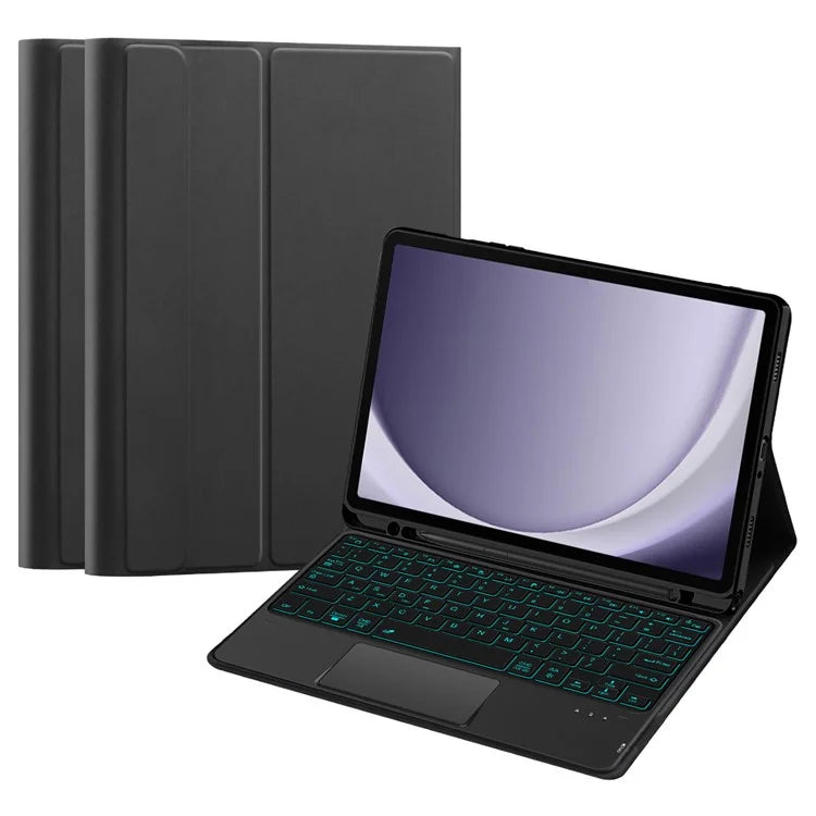 For Samsung Galaxy Tab A9+ Backlight Touchpad Bluetooth Keyboard with Pen Slot Leather Tablet Case