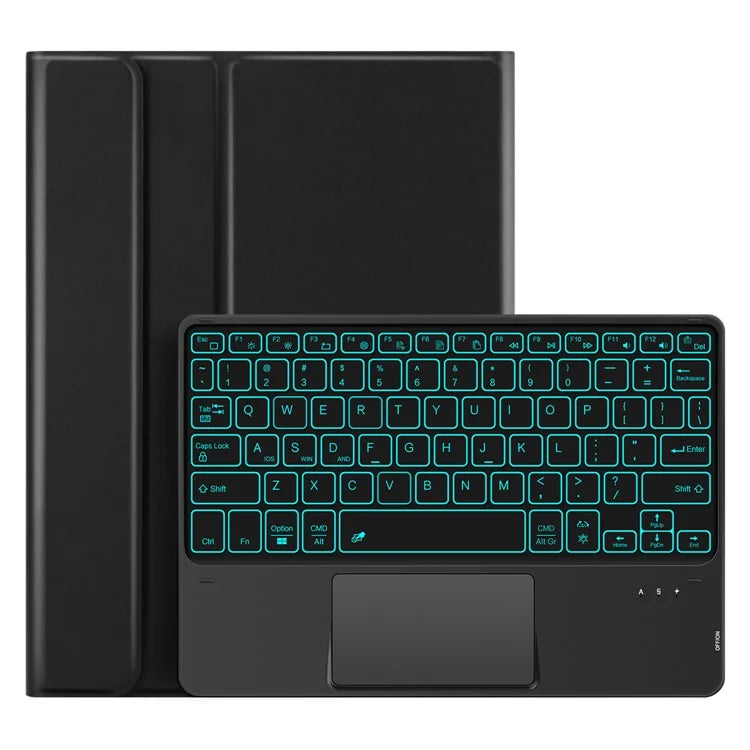 For Samsung Galaxy Tab A9+ Backlight Touchpad Bluetooth Keyboard with Pen Slot Leather Tablet Case