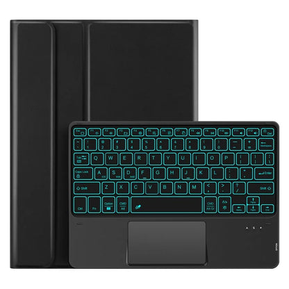 For Samsung Galaxy Tab A9+ Backlight Touchpad Bluetooth Keyboard with Pen Slot Leather Tablet Case