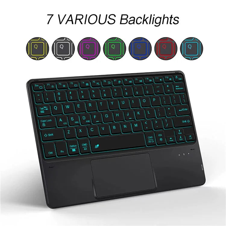 For Samsung Galaxy Tab A9+ Backlight Touchpad Bluetooth Keyboard with Pen Slot Leather Tablet Case