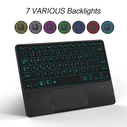 For Samsung Galaxy Tab A9+ Backlight Touchpad Bluetooth Keyboard with Pen Slot Leather Tablet Case