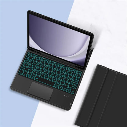 For Samsung Galaxy Tab A9+ Backlight Touchpad Bluetooth Keyboard with Pen Slot Leather Tablet Case