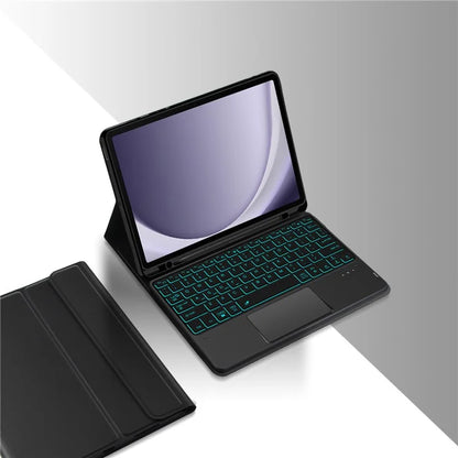 For Samsung Galaxy Tab A9+ Backlight Touchpad Bluetooth Keyboard with Pen Slot Leather Tablet Case