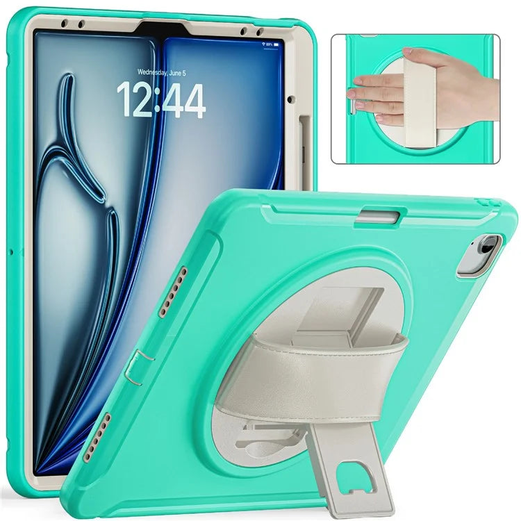 For iPad Air 13 (2024) / iPad Pro 12.9 (2022) / (2021) / (2020) / (2018) Case Kickstand PC+TPU+Silicone Cover with Pen Slot
