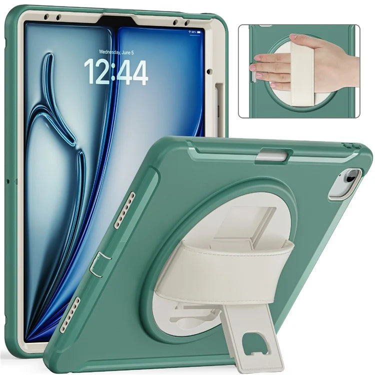 For iPad Air 13 (2024) / iPad Pro 12.9 (2022) / (2021) / (2020) / (2018) Case Kickstand PC+TPU+Silicone Cover with Pen Slot
