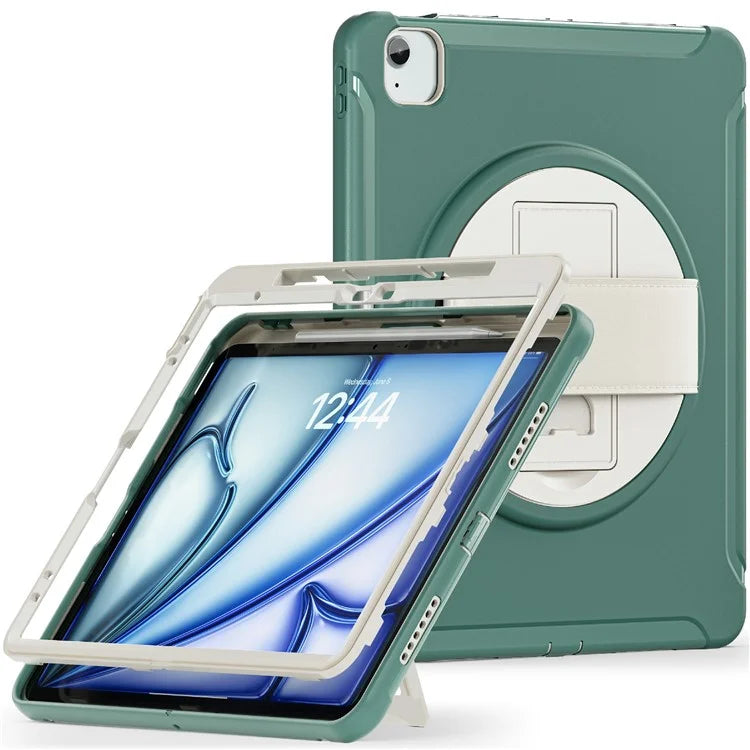 For iPad Air 13 (2024) / iPad Pro 12.9 (2022) / (2021) / (2020) / (2018) Case Kickstand PC+TPU+Silicone Cover with Pen Slot
