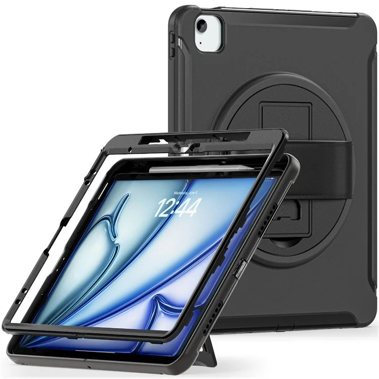 For iPad Air 13 (2024) / iPad Pro 12.9 (2022) / (2021) / (2020) / (2018) Case Kickstand PC+TPU+Silicone Cover with Pen Slot