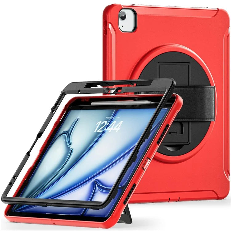 For iPad Air 13 (2024) / iPad Pro 12.9 (2022) / (2021) / (2020) / (2018) Case Kickstand PC+TPU+Silicone Cover with Pen Slot