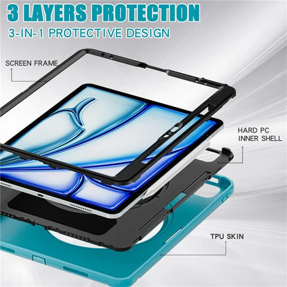 For iPad Air 13 (2024) / iPad Pro 12.9 (2022) / (2021) / (2020) / (2018) Case Kickstand PC+TPU+Silicone Cover with Pen Slot