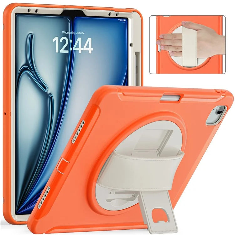 For iPad Air 13 (2024) / iPad Pro 12.9 (2022) / (2021) / (2020) / (2018) Case Kickstand PC+TPU+Silicone Cover with Pen Slot