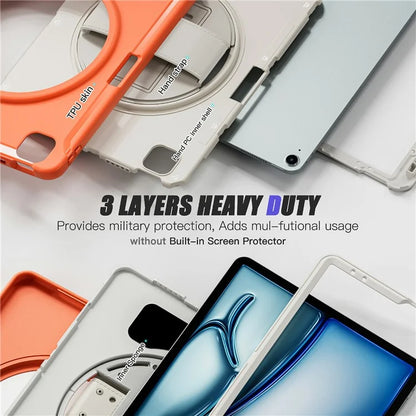 For iPad Air 13 (2024) / iPad Pro 12.9 (2022) / (2021) / (2020) / (2018) Case Kickstand PC+TPU+Silicone Cover with Pen Slot