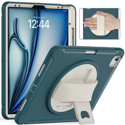 For iPad Air 13 (2024) / iPad Pro 12.9 (2022) / (2021) / (2020) / (2018) Case Kickstand PC+TPU+Silicone Cover with Pen Slot