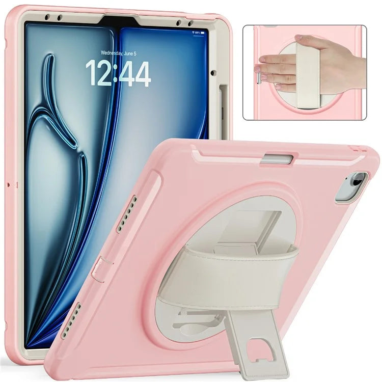 For iPad Air 13 (2024) / iPad Pro 12.9 (2022) / (2021) / (2020) / (2018) Case Kickstand PC+TPU+Silicone Cover with Pen Slot