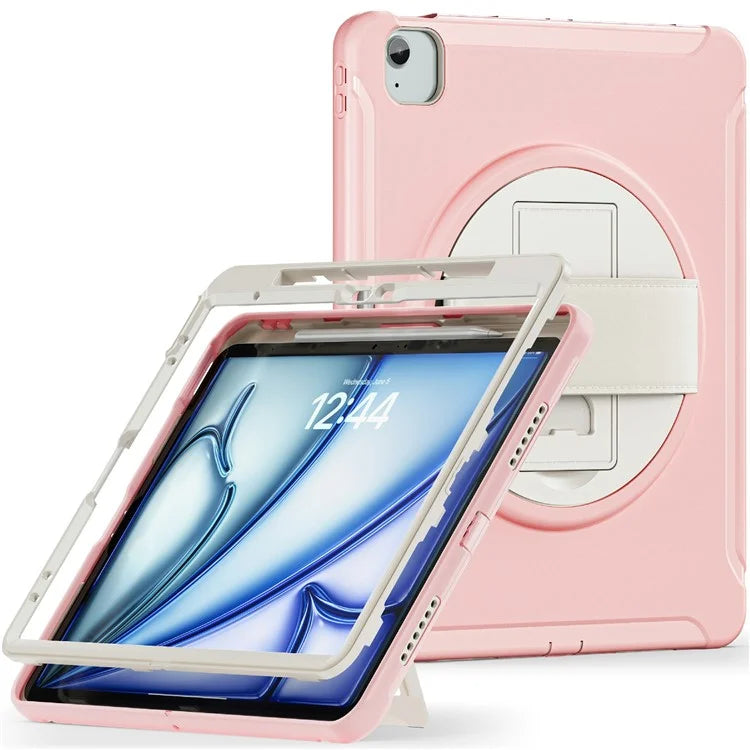 For iPad Air 13 (2024) / iPad Pro 12.9 (2022) / (2021) / (2020) / (2018) Case Kickstand PC+TPU+Silicone Cover with Pen Slot