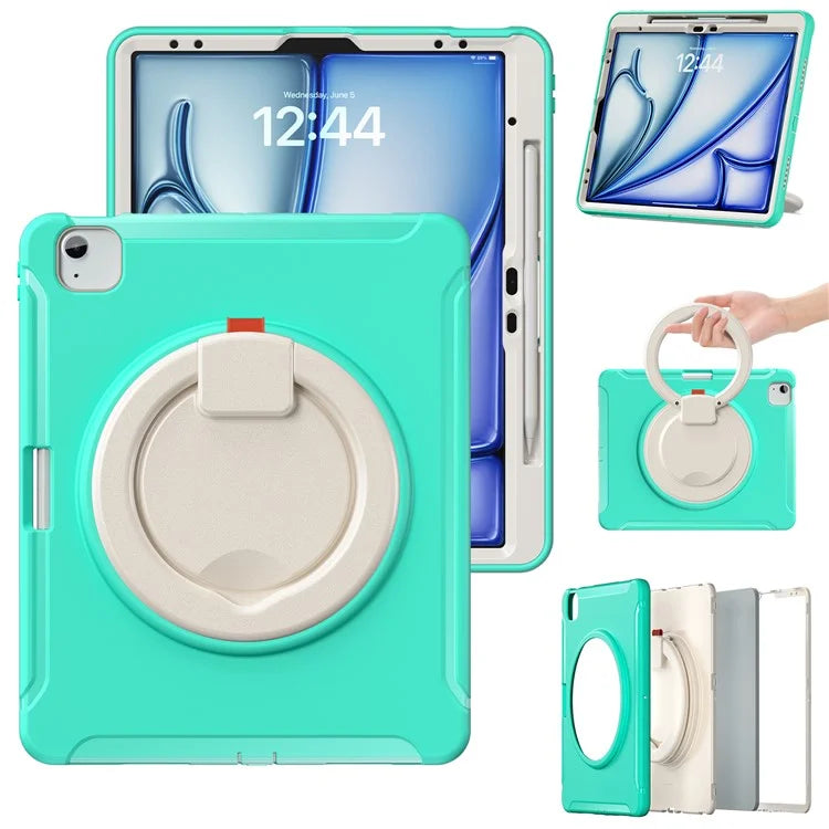 For iPad Air 13 (2024) / iPad Pro 12.9 (2022) / (2021) / (2020) / (2018) Case Hand Grip Kickstand PC+TPU Cover with Pen Slot