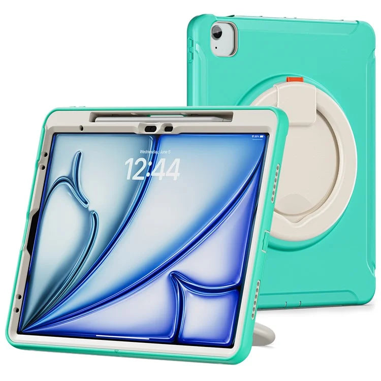 For iPad Air 13 (2024) / iPad Pro 12.9 (2022) / (2021) / (2020) / (2018) Case Hand Grip Kickstand PC+TPU Cover with Pen Slot