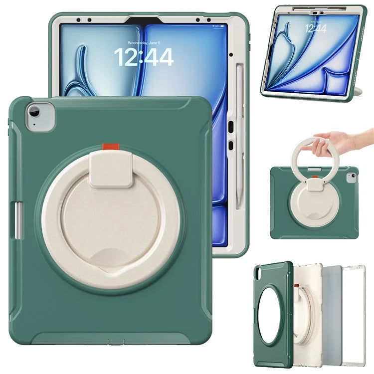 For iPad Air 13 (2024) / iPad Pro 12.9 (2022) / (2021) / (2020) / (2018) Case Hand Grip Kickstand PC+TPU Cover with Pen Slot