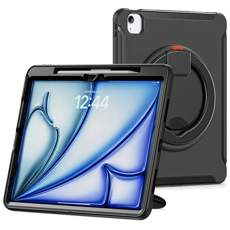 For iPad Air 13 (2024) / iPad Pro 12.9 (2022) / (2021) / (2020) / (2018) Case Hand Grip Kickstand PC+TPU Cover with Pen Slot