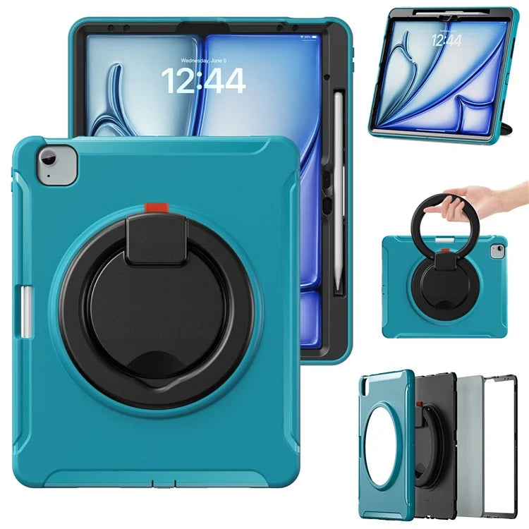For iPad Air 13 (2024) / iPad Pro 12.9 (2022) / (2021) / (2020) / (2018) Case Hand Grip Kickstand PC+TPU Cover with Pen Slot