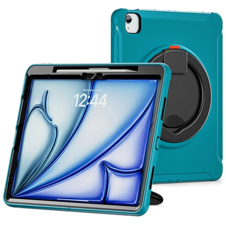For iPad Air 13 (2024) / iPad Pro 12.9 (2022) / (2021) / (2020) / (2018) Case Hand Grip Kickstand PC+TPU Cover with Pen Slot