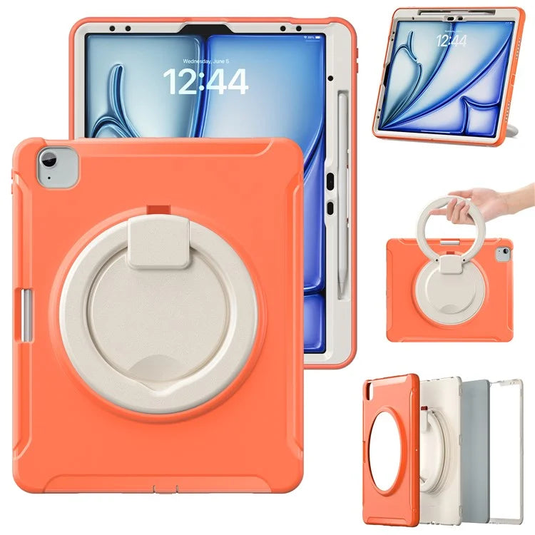 For iPad Air 13 (2024) / iPad Pro 12.9 (2022) / (2021) / (2020) / (2018) Case Hand Grip Kickstand PC+TPU Cover with Pen Slot