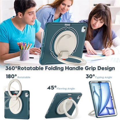 For iPad Air 13 (2024) / iPad Pro 12.9 (2022) / (2021) / (2020) / (2018) Case Hand Grip Kickstand PC+TPU Cover with Pen Slot