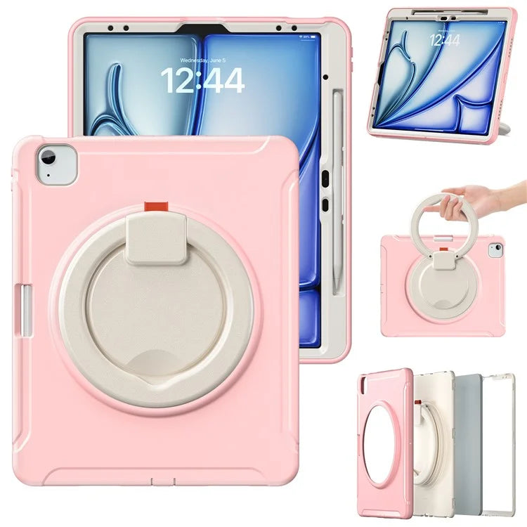 For iPad Air 13 (2024) / iPad Pro 12.9 (2022) / (2021) / (2020) / (2018) Case Hand Grip Kickstand PC+TPU Cover with Pen Slot