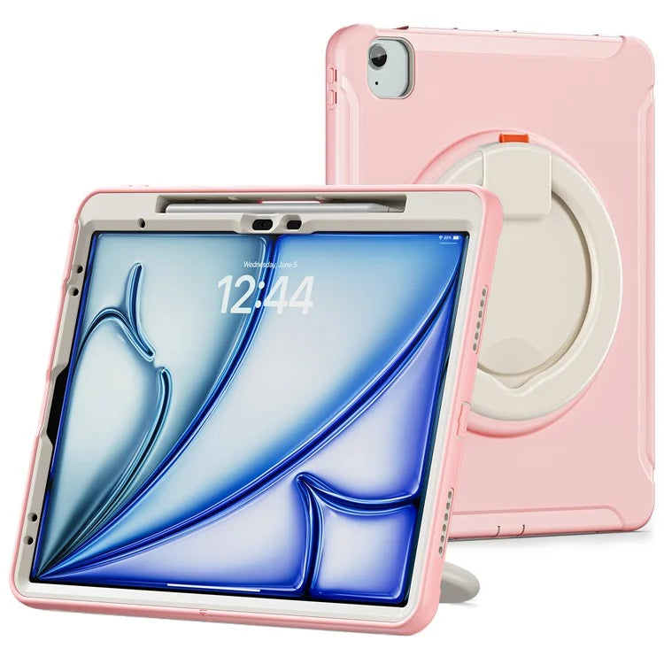 For iPad Air 13 (2024) / iPad Pro 12.9 (2022) / (2021) / (2020) / (2018) Case Hand Grip Kickstand PC+TPU Cover with Pen Slot