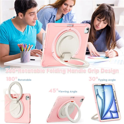 For iPad Air 13 (2024) / iPad Pro 12.9 (2022) / (2021) / (2020) / (2018) Case Hand Grip Kickstand PC+TPU Cover with Pen Slot