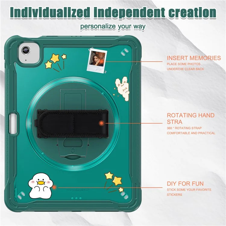 For iPad Air 11 (2024) / Air (2022) / (2020) / iPad Pro 11 (2022) / (2021) / (2020) / (2018) Case Hand Strap Kickstand Cover