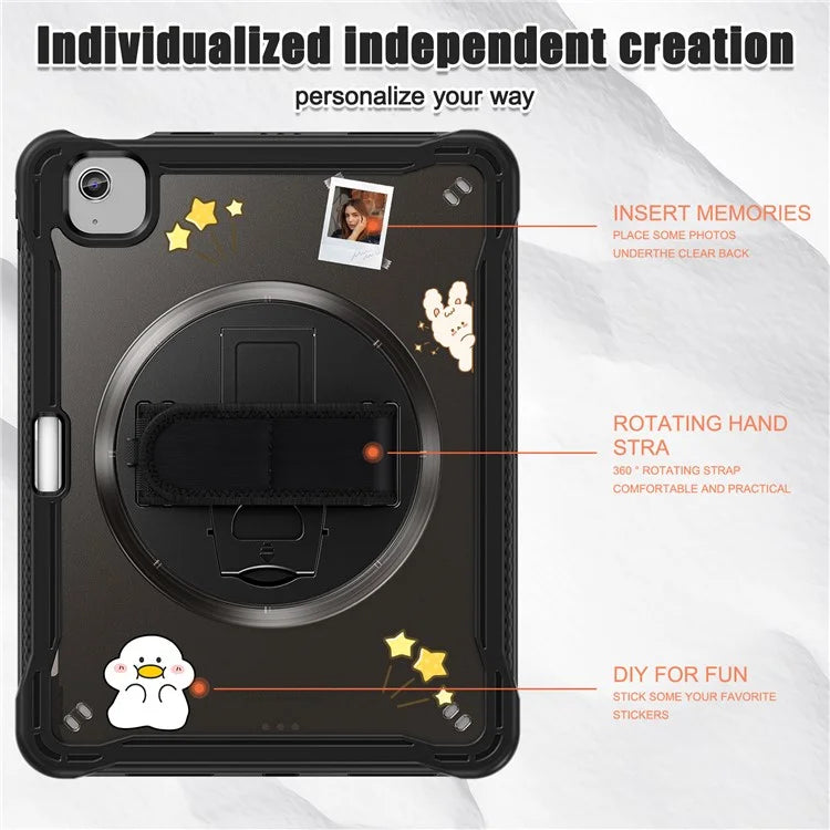For iPad Air 11 (2024) / Air (2022) / (2020) / iPad Pro 11 (2022) / (2021) / (2020) / (2018) Case Hand Strap Kickstand Cover